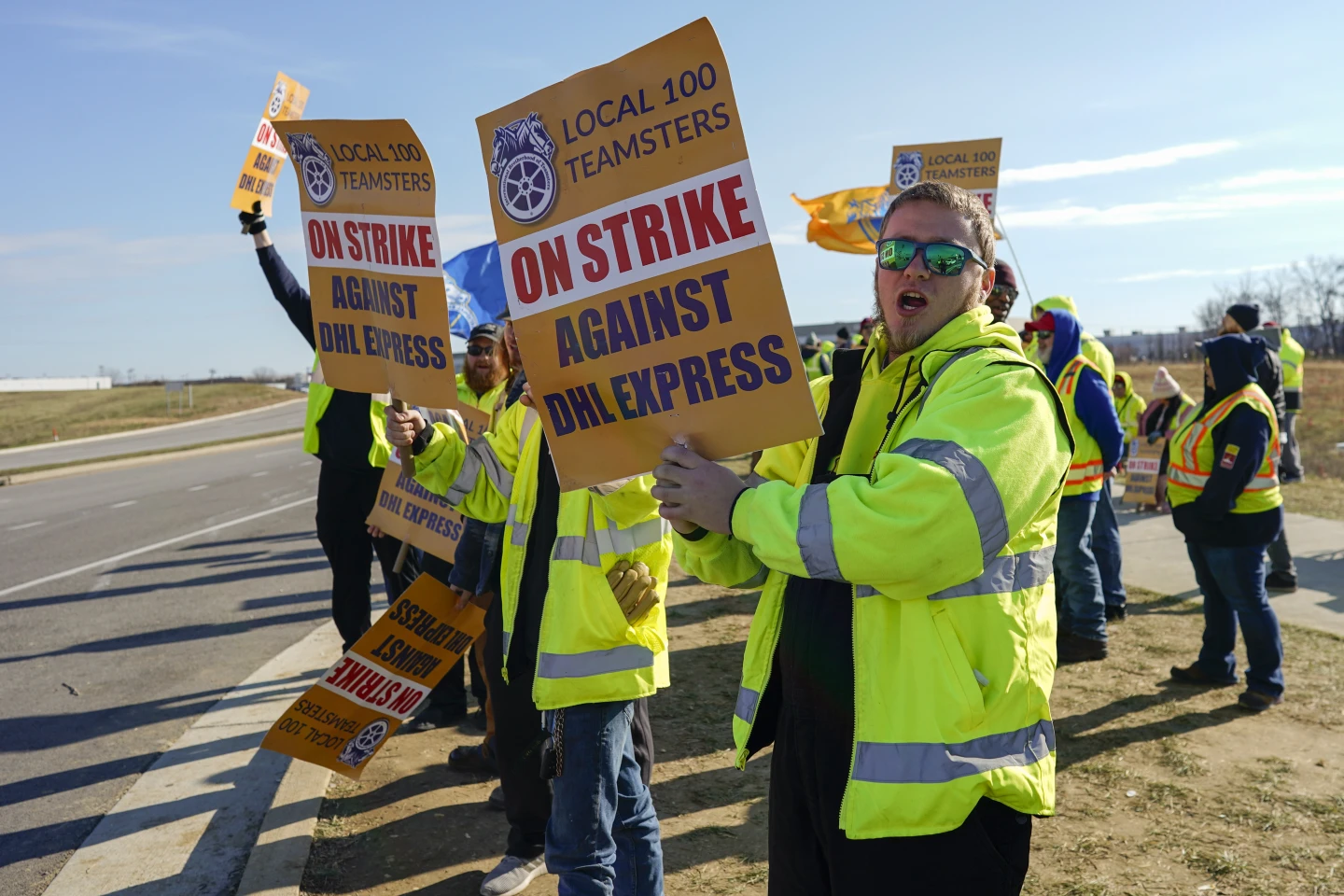 workers on strike site